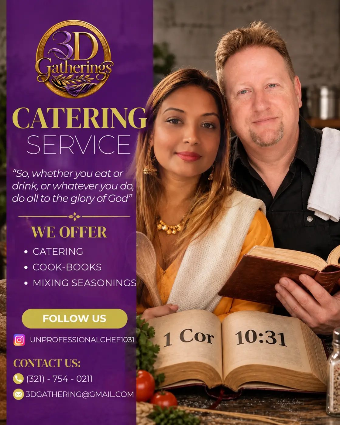 Daniel and Diya together in their 3DG Catering service portrait